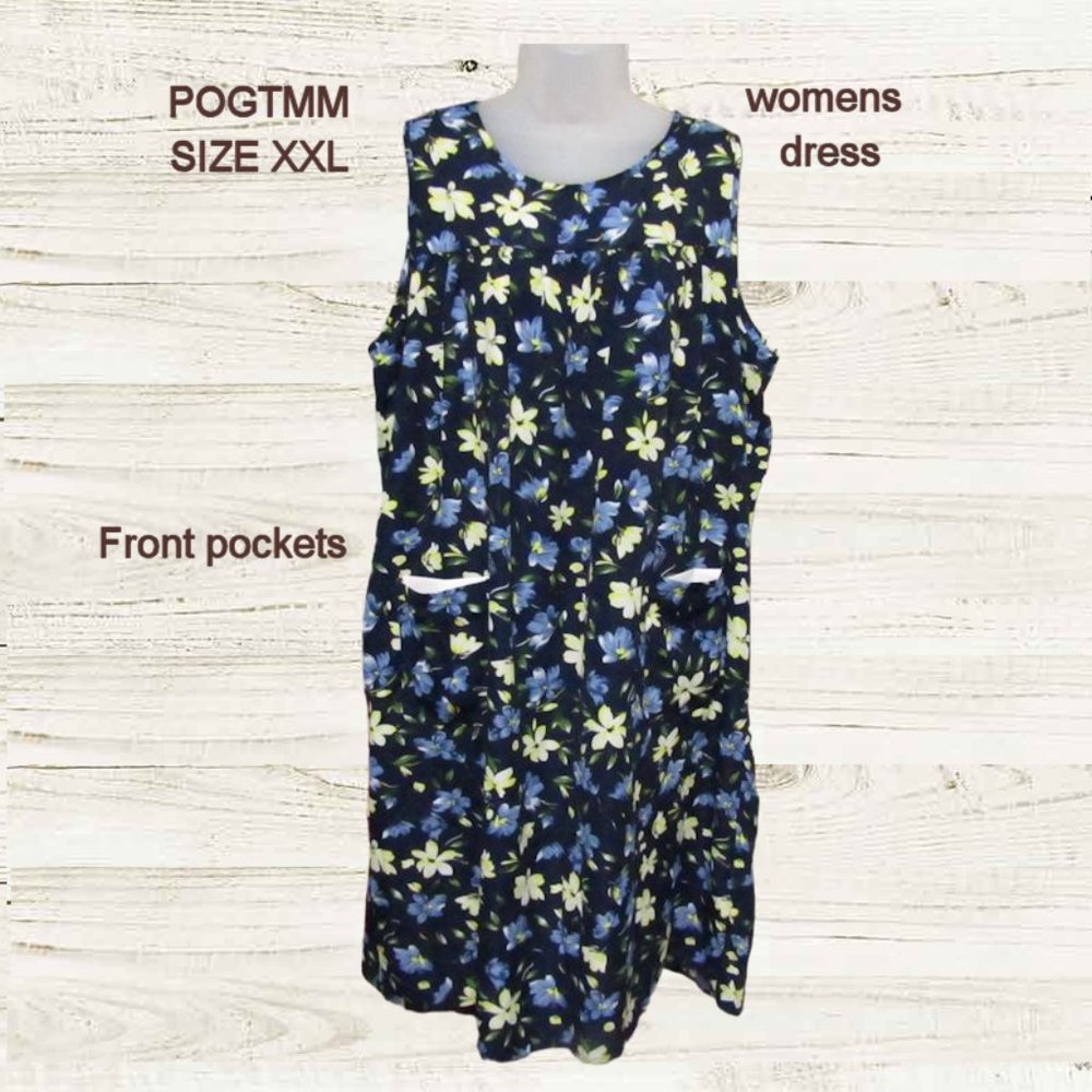 Pogtmm womens dress size XXL sleeveless navy blue with floral prints